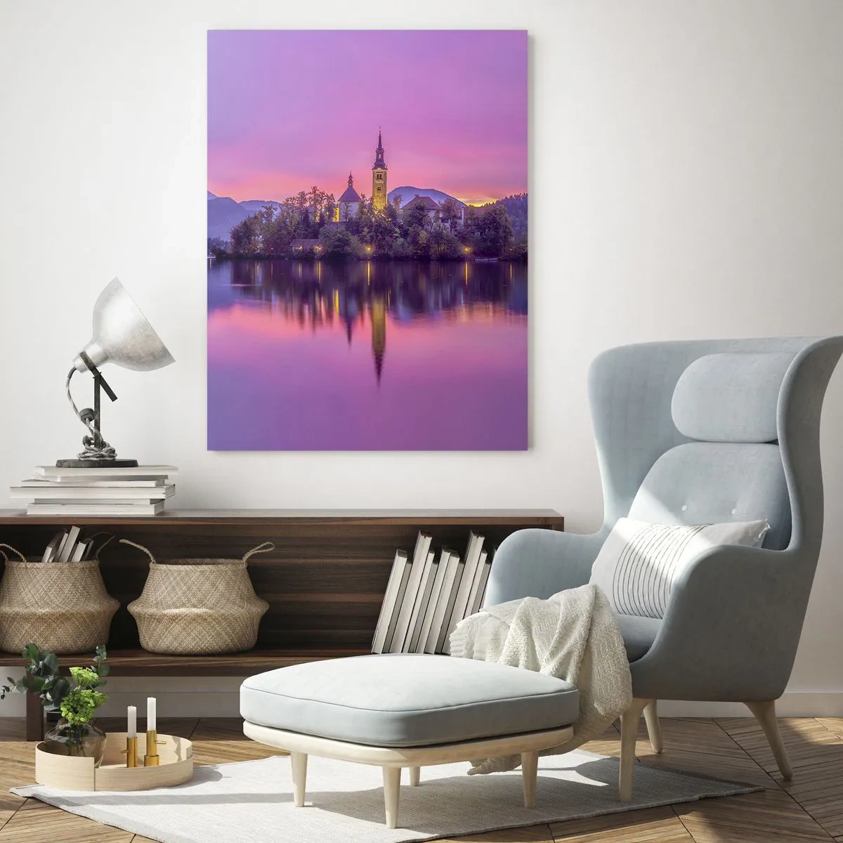 Obraz na skle - Pohádkový ostrov za soumraku  - 50x70 cm