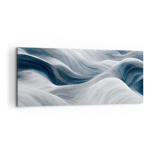 Obraz na plátně - Bílé a modré vlny - 100x40 cm