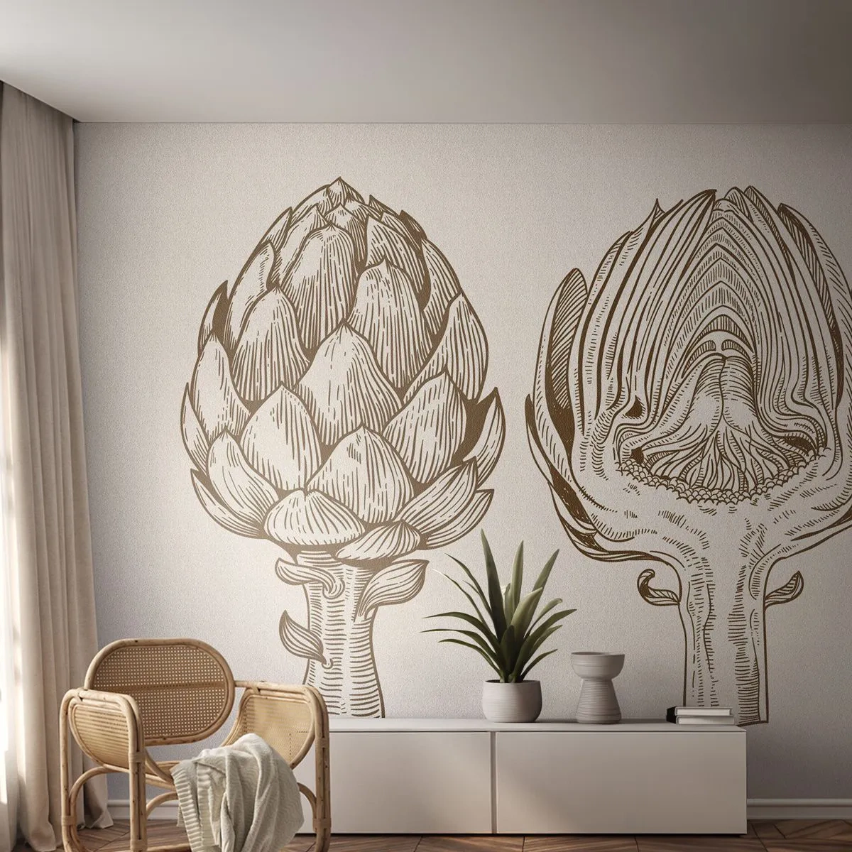 Fototapeta Samolepicí Deluxe Sticker - Hodiny anatomie - Artyčok, Kuchyně, Zelenina - 100x70 cm