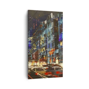 Obraz na plátně - Večerní pouliční ruch - 45x80 cm