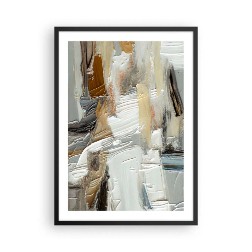 Plakát v černém rámu - Texturální abstrakce v neutrálních odstínech - 50x70cm - Barevné nahromadění - Moderní nástěnná dekorace do obývacího pokoje a ložnice ARTTOR