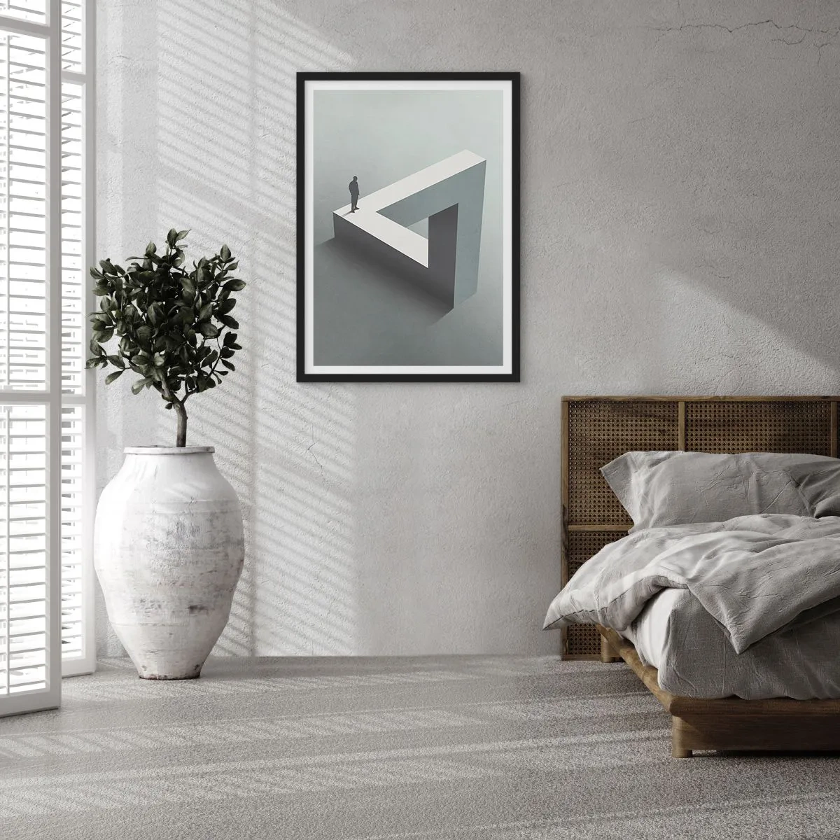 Plakát v černém rámu - Obrázek na nemožném geometrickém obrazci - 50x70cm - A přece je to možné - Moderní nástěnná dekorace do obývacího pokoje a ložnice ARTTOR