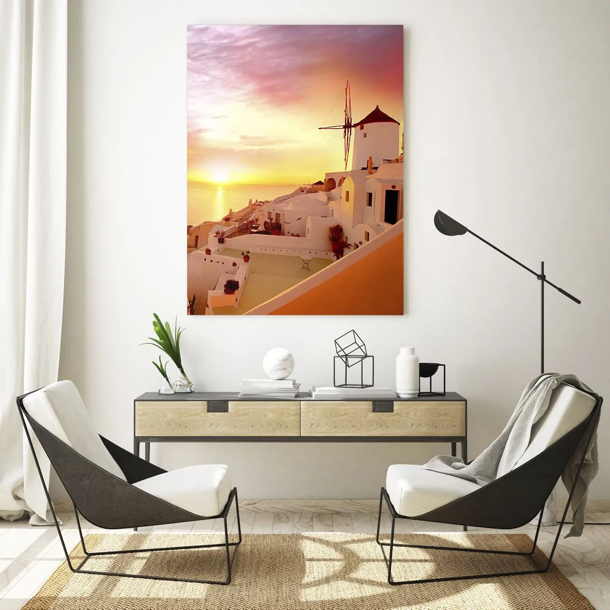 Obraz na skle - Rozplynout se v bílé a zlaté - 50x70 cm