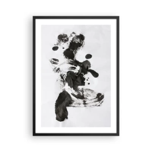 Plakát v černém rámu - Černobílá abstrakce ve stylu expresionismu - 50x70cm - Metoda v šílenství? - Moderní nástěnná dekorace do obývacího pokoje a ložnice ARTTOR