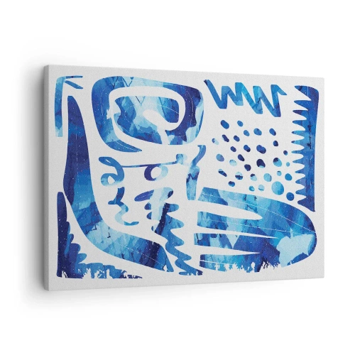 Obraz na plátně - Abstraktní vzor v odstínech modré - 70x50cm - Zpět ke kořenům - Moderní nástěnná dekorace do obývacího pokoje a ložnice ARTTOR