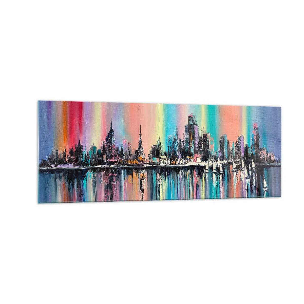 Obraz na skle - Noční proud světla - 140x50 cm