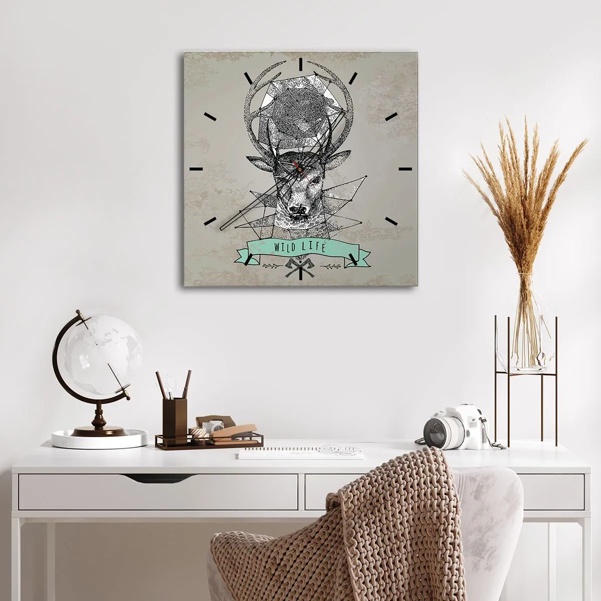 Nástěnné hodiny - Vidění sv. Huberta - 40x40 cm