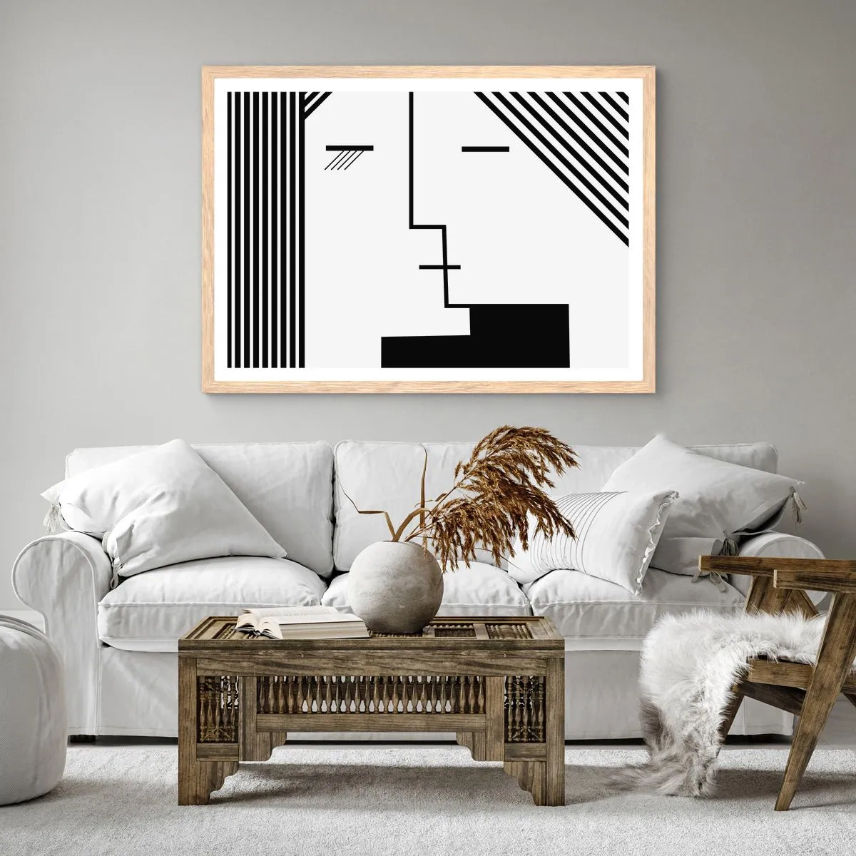 Plakát v rámu světlý dub - Prostě polibek - 50x40 cm