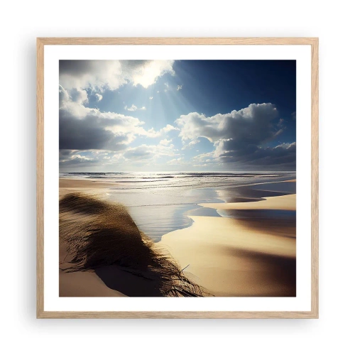 Plakát v rámu světlý dub - Pláž, divoká pláž - 60x60 cm