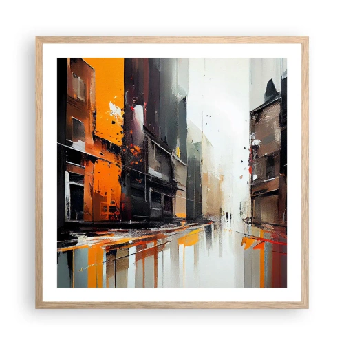 Plakát v rámu světlý dub - Deštivý den - 60x60 cm