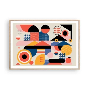 Plakát v rámu světlý dub - Kompozice: pojďme si hrát - 100x70 cm