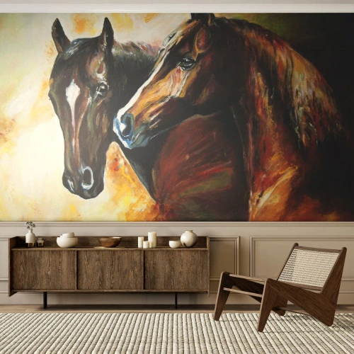 Fototapeta Premium Sand - Dvakrát více půvabu - Zvířata, Koně, Příroda - 100x70 cm