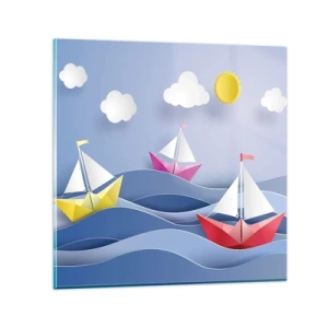 Obraz na skle - Ach, jak je příjemné houpat se na vlnách - 60x60 cm