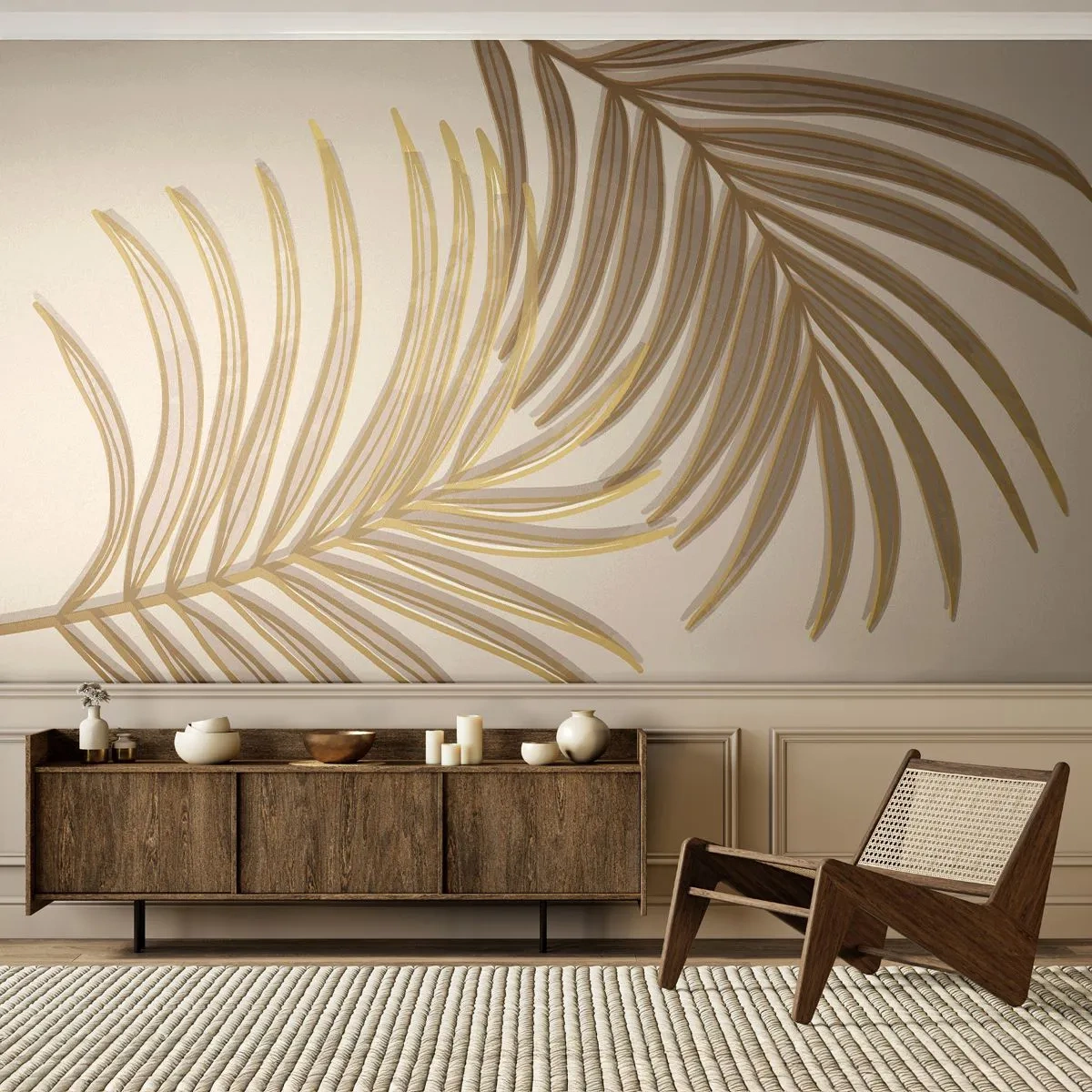 Fototapeta Premium Canvas - Zlatá palma! - Abstrakce, Palmový list, Grafika - 350x256 cm