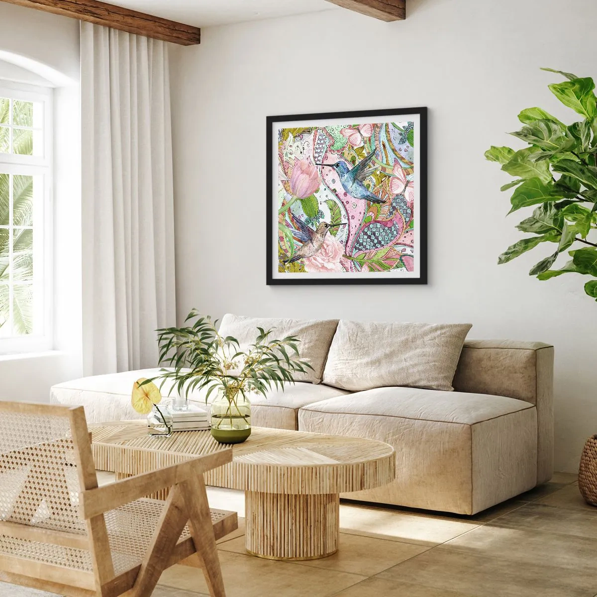 Plakát v černém rámu - Zamotané do lián - 60x60 cm