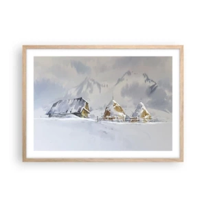 Plakát v rámu světlý dub - V zasněženém údolí - 70x50 cm