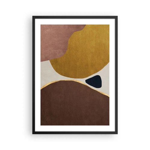 Plakát v černém rámu - Abstraktní geometrická kompozice v teplých barvách - 50x70cm - Abstrakce – místo v prostoru - Moderní nástěnná dekorace do obývacího pokoje a ložnice ARTTOR