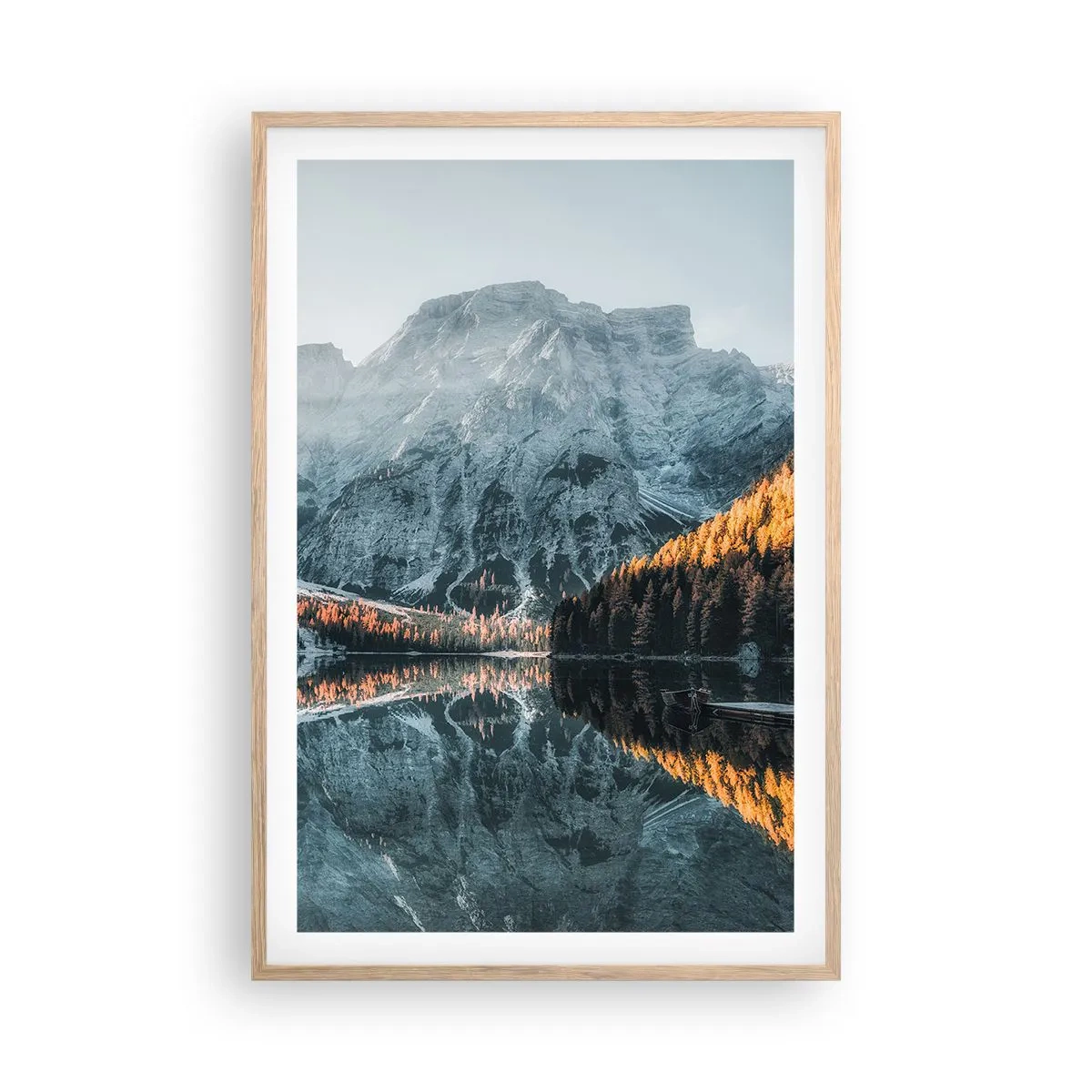 Plakát v rámu světlý dub - Zrcadlová krajina - 61x91 cm