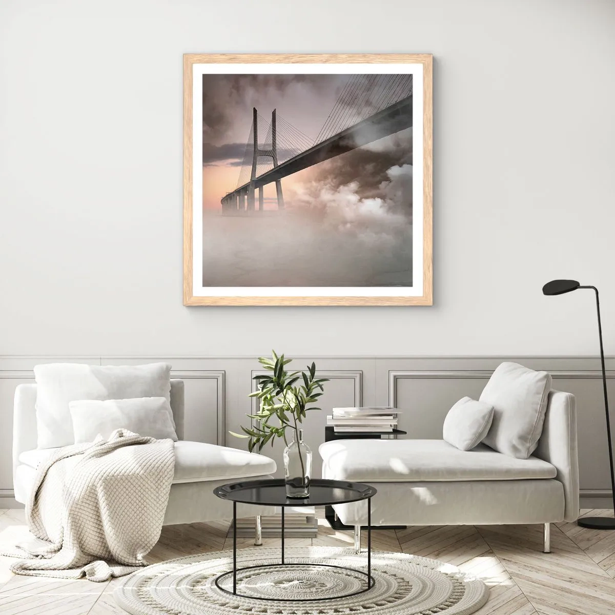 Plakát v rámu světlý dub - U řeky, která není - 60x60 cm