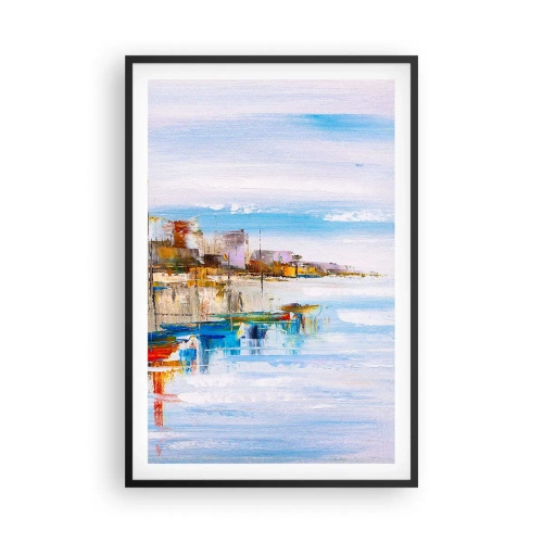 Plakát v černém rámu - Vícebarevný městský přístav - 61x91 cm