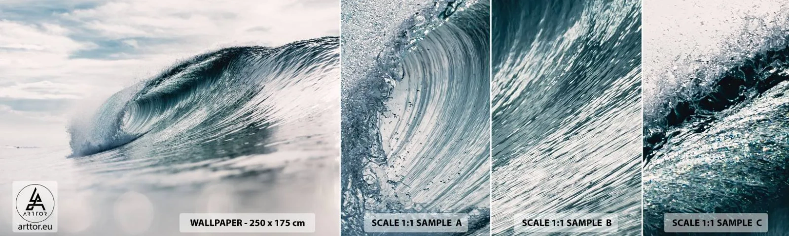 Vzor Fototapety Samolepicí Deluxe Sticker - Vodní špička - Mořská vlna, Moře, Oceán - 100x30 cm