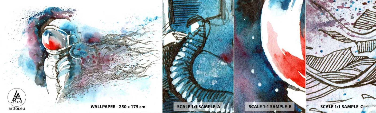 Fototapeta Vzorek Standard Eco - Sám s vesmírem - Astronaut, Kosmonaut, Abstrakce - 100x30 cm