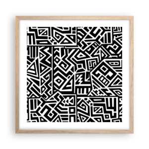 Plakát v rámu světlý dub - Předkolumbovská kompozice - 50x50 cm