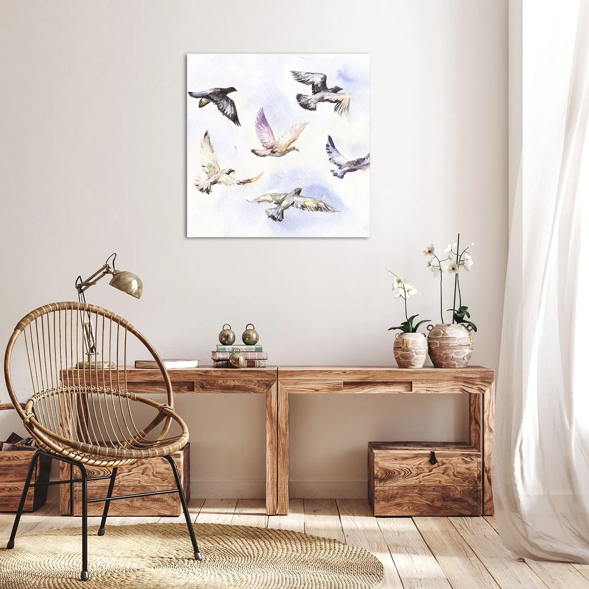 Obraz na plátně - Svoboda v šedé a modré - 70x70 cm