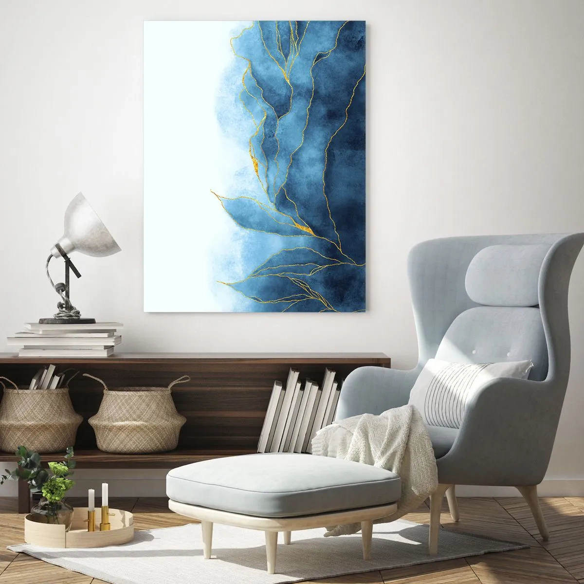 Obraz na skle - Blankyt ve zlatě - 80x120 cm