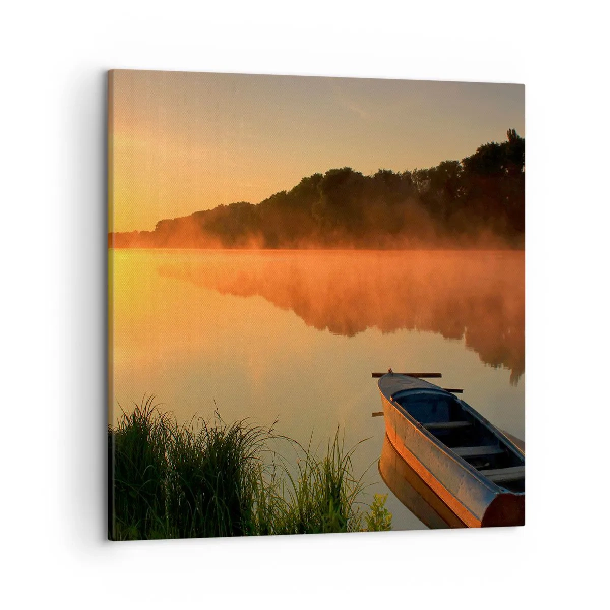 Obraz na plátně - Východ slunce u vody jako povrch zrcadla - 50x50 cm