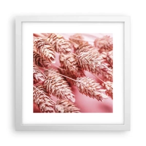 Plakát v bílém rámu - Květinová kaskáda v růžové - 30x30 cm