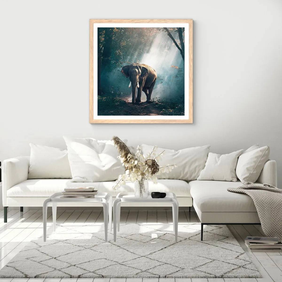 Plakát v rámu světlý dub - Klidná procházka - 40x40 cm