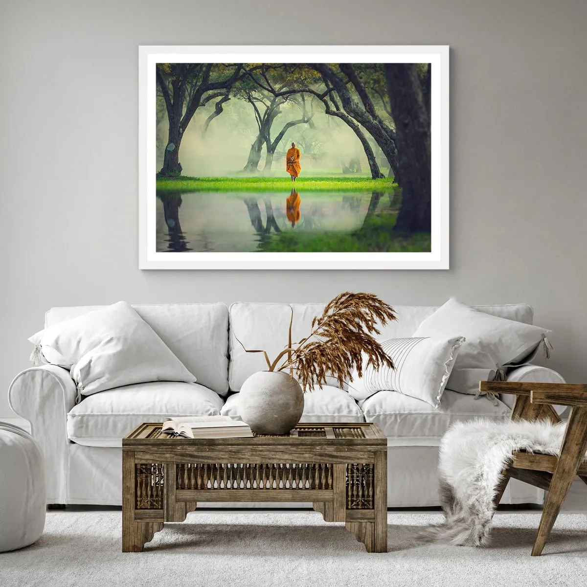 Plakát v bílém rámu - Na cestě k osvícení - 40x40 cm