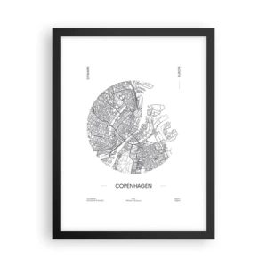 Plakát v černém rámu - Anatomie Kodaně - 30x40 cm