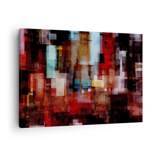 Obraz na plátně - Geometrická abstrakce v intenzivních odstínech červené - 70x50cm - Chaos a zmatek - Moderní nástěnná dekorace do obývacího pokoje a ložnice ARTTOR