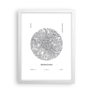 Plakát v bílém rámu - Anatomie Birminghamu - 30x40 cm