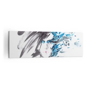 Obraz na plátně - Smyslný portrét v šedé a modré - 160x50 cm