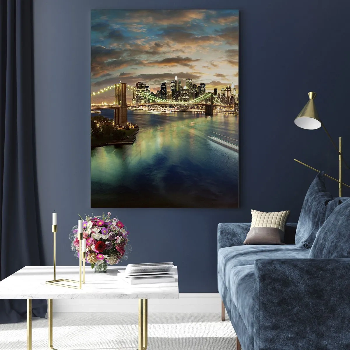 Obraz na skle - Zářivý večer nad Manhattanem - 50x70 cm