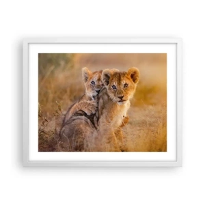 Plakát v bílém rámu - Nevyrušovat! Hrajme si - 50x40 cm