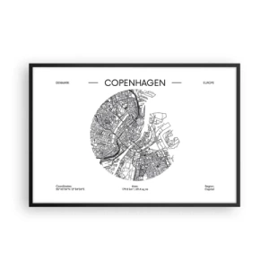 Plakát v černém rámu - Anatomie Kodaně - 91x61 cm