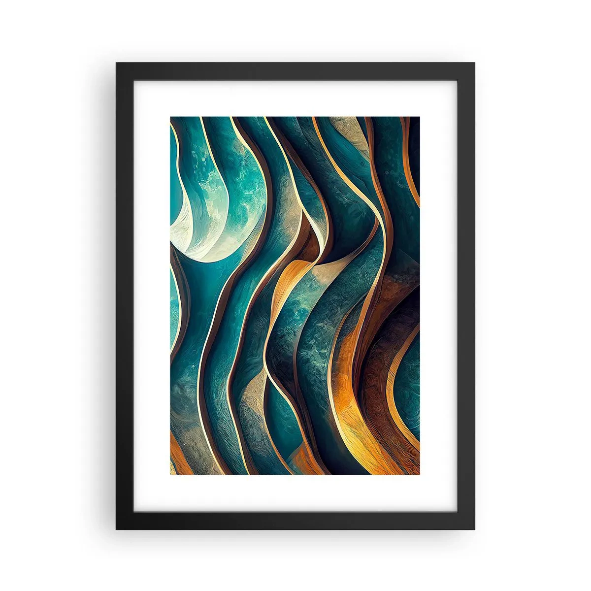 Plakát v černém rámu - Meandry modré - 30x40 cm