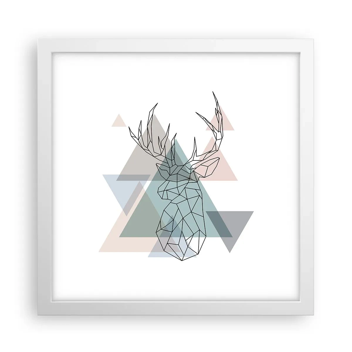 Plakát v bílém rámu - V geometrickém lese - 30x30 cm