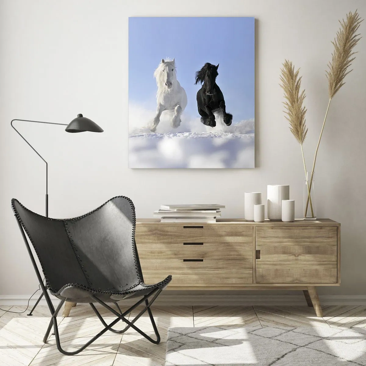 Obraz na skle - Černo-bílý cval - 50x70 cm