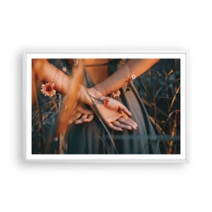 Plakát v bílém rámu - Propojená s přírodou - 91x61 cm