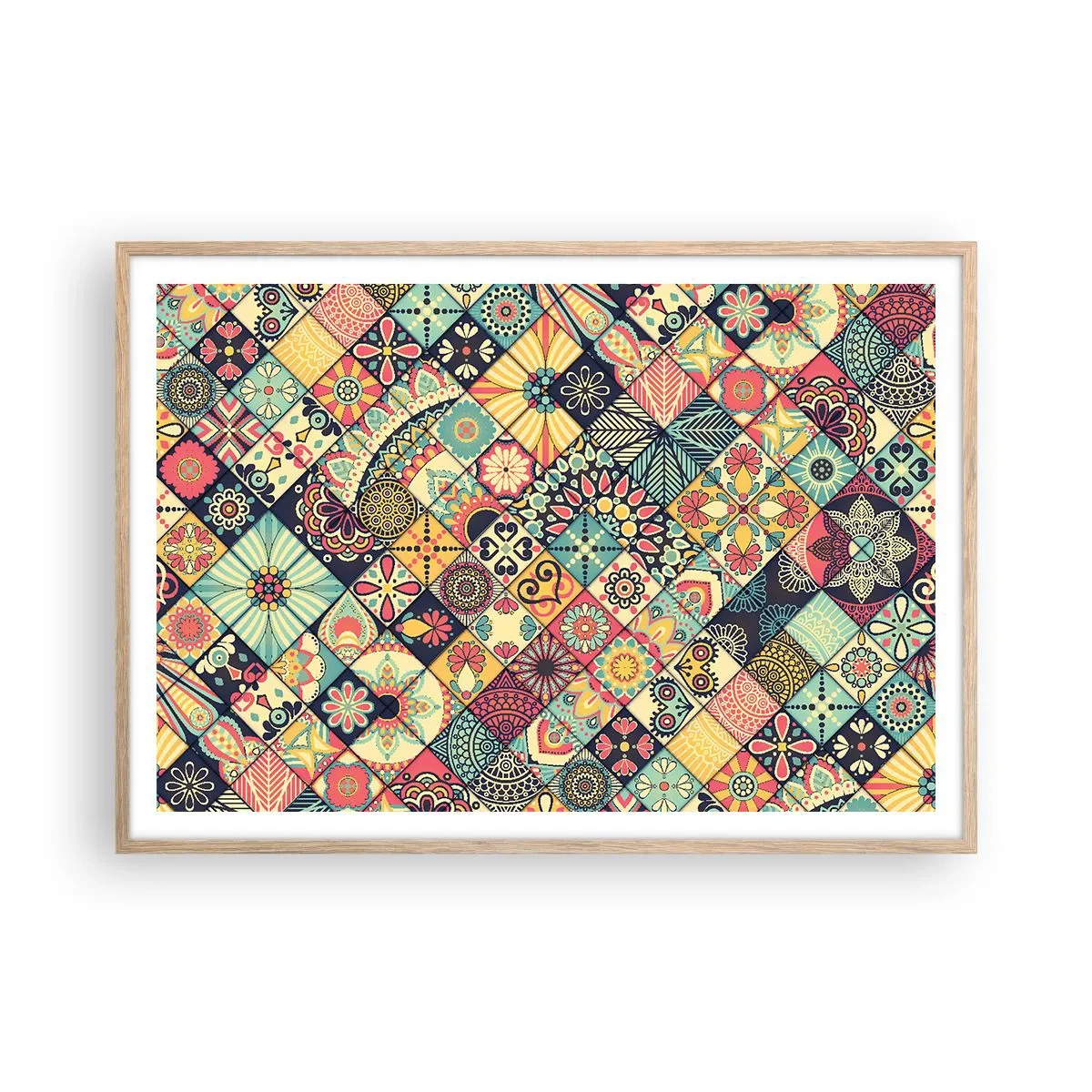 Plakát v rámu světlý dub - Marokánská vize - 100x70 cm