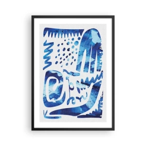 Plakát v černém rámu - Moderní abstrakce v odstínech modré - 50x70cm - Zpět ke kořenům - Moderní nástěnná dekorace do obývacího pokoje a ložnice ARTTOR