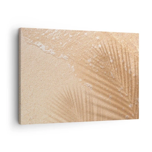 Obraz na plátně - Stín palmy na písku s jemným vlnovým vzorem - 70x50cm - Stín horkého léta - Moderní nástěnná dekorace do obývacího pokoje a ložnice ARTTOR
