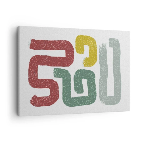 Obraz na plátně - Barevné geometrické vzory v abstraktním stylu - 70x50cm - V neznámém jazyce - Moderní nástěnná dekorace do obývacího pokoje a ložnice ARTTOR