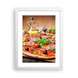 Plakát v bílém rámu - Se skutečně italskou chutí - 30x40 cm