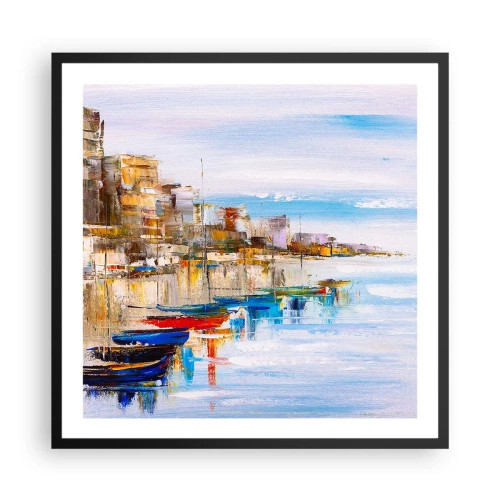 Plakát v černém rámu - Vícebarevný městský přístav - 60x60 cm